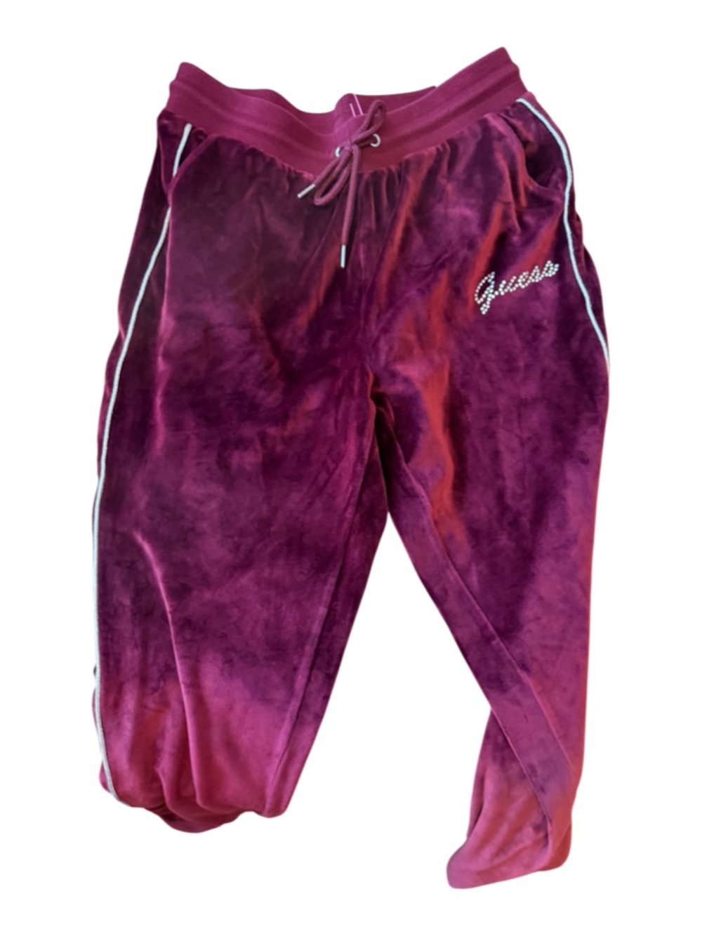 Guess Velvet Track Joggers in Plum